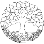 Dibujo para colorear Mandalas Para Colorear Arbol Con Hojas Y Raiz Tipo Timberland