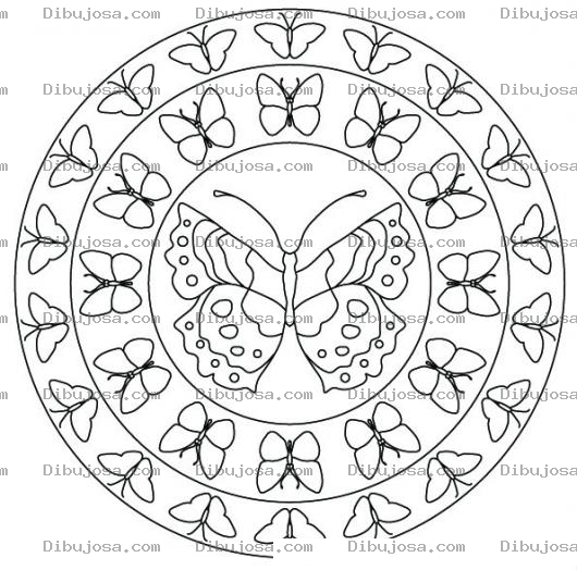 Dibujo para colorear Mandalas Para Colorear Muchas Mariposas