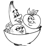 Dibujo para colorear Dibujo De Frutas Para Pintar Y Colorear Banano Manzana Naranja Y Limones En Un Plato De Frutas