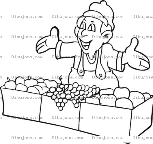 Dibujo para colorear Dibujo De Frutero Vendedor De Frutas Ricas Para Pintar Y Colorear