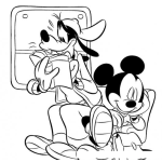 Dibujo para colorear Dibujo De Pluto Y Mickey Mouse En Un Tren Para Pintar Y Colorear