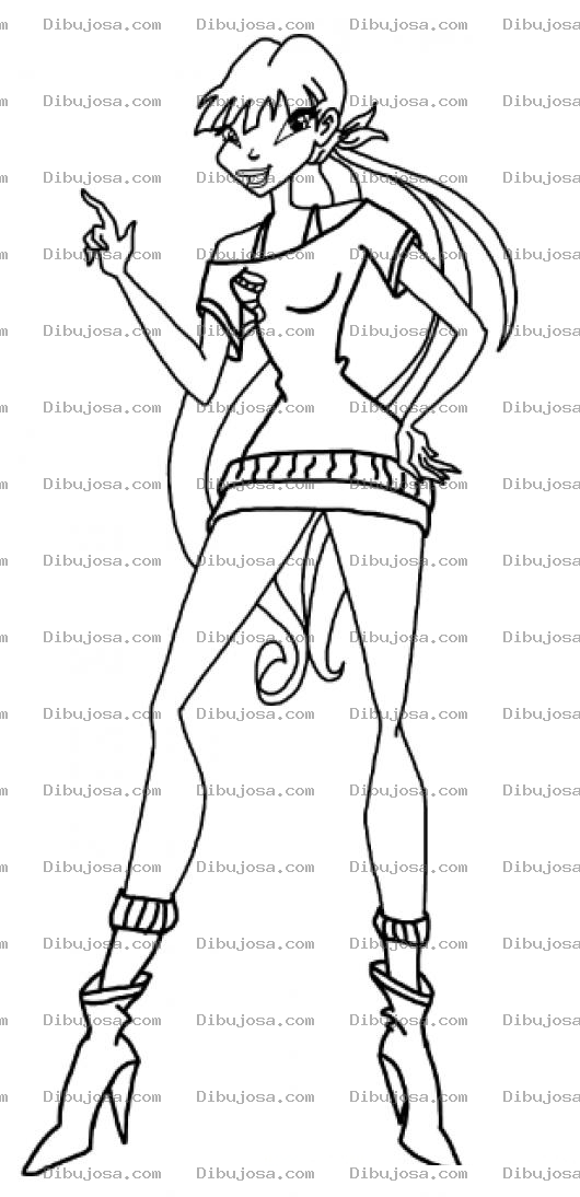 Dibujo para colorear Dibujo De Mujer En Minifalda Y Botas De Cuero Para Pintar Y Colorear