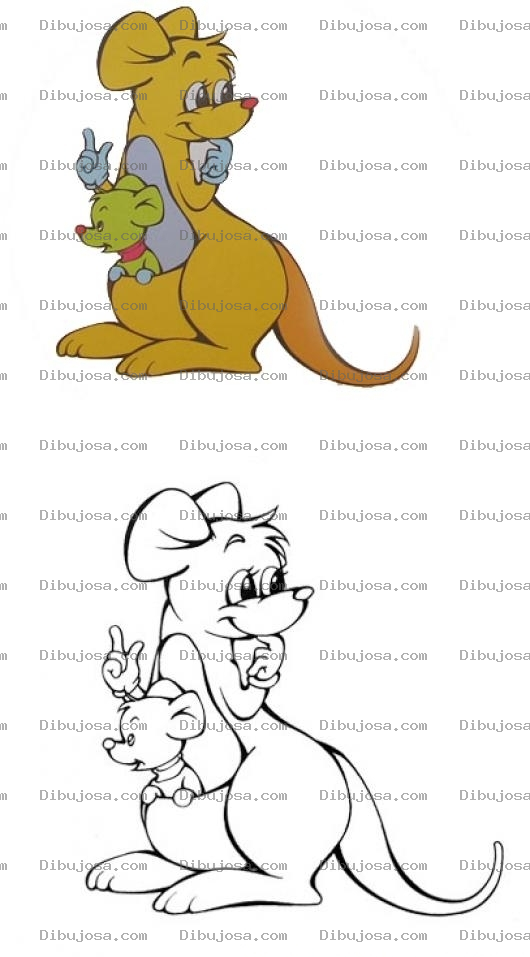 Dibujo para colorear Colorear a un a cangurita