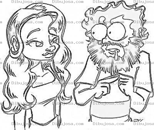 Dibujo para colorear Dbiujo De Mujer Con Hombre Barbado Para Pintar Y Colorear