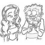 Dibujo para colorear Dbiujo De Mujer Con Hombre Barbado Para Pintar Y Colorear