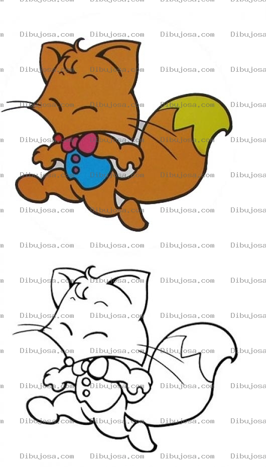 Dibujo para colorear Colorear a un zorrito con muestra