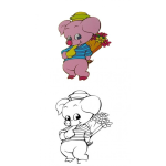 Dibujo para colorear Colorear a un cochinito con flores