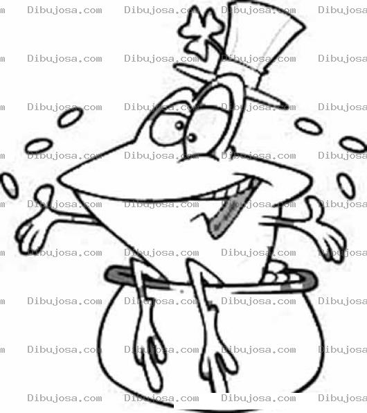 Dibujo para colorear Dibujo De Sapo Sentado En Una Olla De Dinero Para Pintar Y Colorear