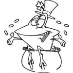 Dibujo para colorear Dibujo De Sapo Sentado En Una Olla De Dinero Para Pintar Y Colorear