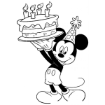 Dibujo para colorear Dibujo De Mickey Mouse Con Un Pastel Para Pintar Y Colorear
