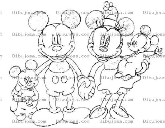 Dibujo para colorear La Familia De Mickey Mouse Para Pintar Y Colorear Dibujo De Mickey Con Mimi Su Hijo Y Su Hija