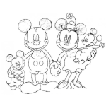 Dibujo para colorear La Familia De Mickey Mouse Para Pintar Y Colorear Dibujo De Mickey Con Mimi Su Hijo Y Su Hija