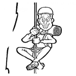 Dibujo para colorear Dibjo De Alpinista Escalador Escalando O Deslizandose Sobre Una Cuerda Para Pintar Y Colorear