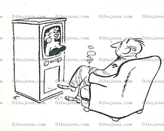 Dibujo para colorear Dibujo De Viejo Caliente Viendo Tele Para Pintar Y Colorear