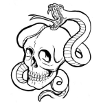 Dibujo para colorear Dibujo De Un Craneo Con Una Culebra Serpiente Para Pintar Y Colorear