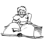 Dibujo para colorear Dibujo De Estudiante Leyendo Un Libro Grandote Para Pintar Y Colorear Libron