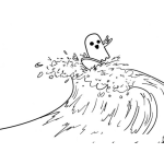 Dibujo para colorear Dibujo De Fantasma De Pacman Surfeando Para Pintar Y Colorear