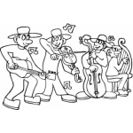 Dibujo para colorear Dibujo De Una Banda Musical Tocando Musica En Grupo Para Pintar Y Colorear