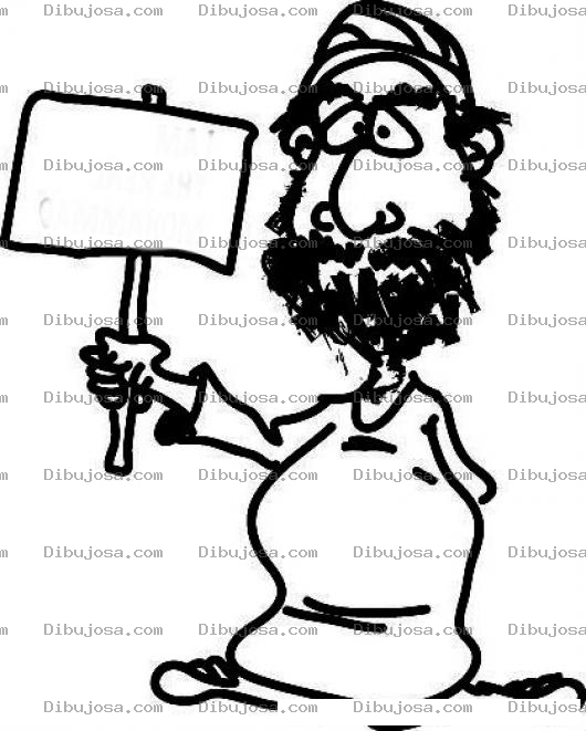 Dibujo para colorear Dibujo De Musulman Con Un Cartel En Blanco Para Pintar Y Colorear
