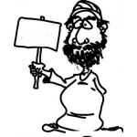 Dibujo para colorear Dibujo De Musulman Con Un Cartel En Blanco Para Pintar Y Colorear