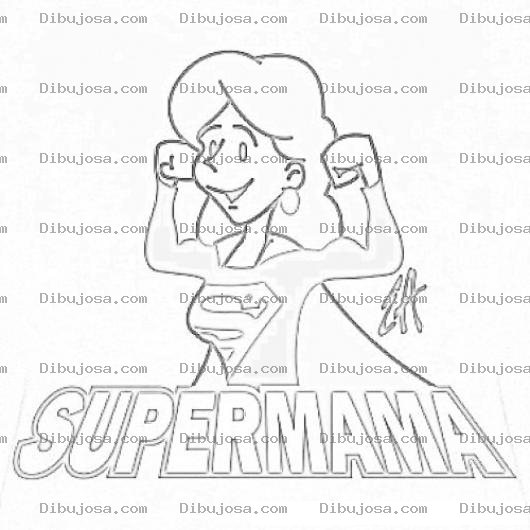Dibujo para colorear Supermama Dibujo De La Super Mama Para Pintar Y Colorear