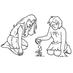Dibujo para colorear Dibujo De Cavernicolas Reganod Y Cuidando Una Plantita Para Pintar Y Colorear