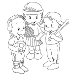 Dibujo para colorear Dibujo De Ninos Deportistas Para Pintar Y Colorear A Un Nene Futbolista Una Nena Tenista Y Otro Nene Beisbolita