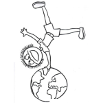 Dibujo para colorear Dibujo De Nino Parado Con Una Mano Sobre El Mundo Para Pintar Y Colorear