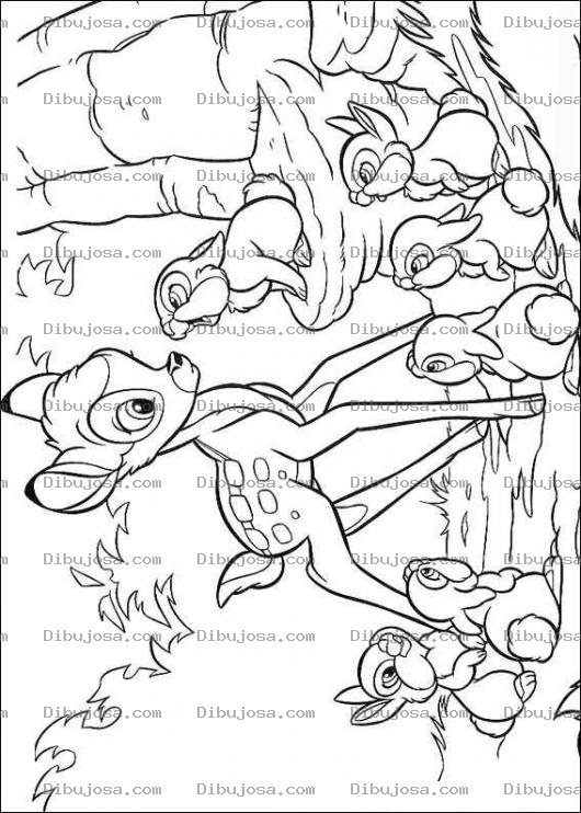 Dibujo para colorear Bambi y los conejitos