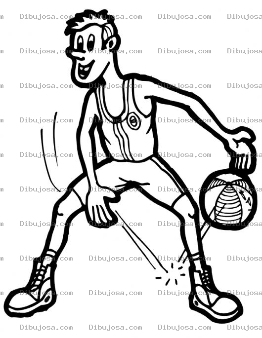Dibujo para colorear Dibujo De Basquetbolista Pasandose La Pelota Entre Las Piernas Para Pintar Y Colorear