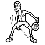 Dibujo para colorear Dibujo De Basquetbolista Pasandose La Pelota Entre Las Piernas Para Pintar Y Colorear
