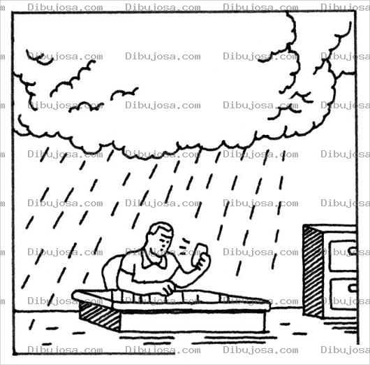 Dibujo para colorear Dibujo De Lluvia Sobre La Oficina Para Pintar Y Colorear Empleado Trabajando Bajo La Lluvia