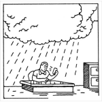 Dibujo para colorear Dibujo De Lluvia Sobre La Oficina Para Pintar Y Colorear Empleado Trabajando Bajo La Lluvia