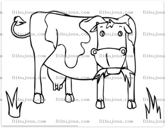 Dibujo para colorear Dibujo De Vaca Comiendo Pasto Para Pintar Y Colorear