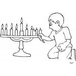 Dibujo para colorear Dibujo De Nino Encendiendo Velas De Hanukkah Para Pintar Y Colorear