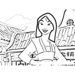 Dibujo para colorear Dibujo De La Princesa Mulan Para Pintar Y Colorear