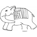 Dibujo para colorear Dibujo De Elefante Con La Bandera De Estados Unidos Para Pintar Y Colorear