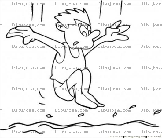 Dibujo para colorear Dibujo De Chapuzon Para Pintar Y Colorear Salto De Un Hombre Al Agua Sentado