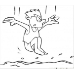 Dibujo para colorear Dibujo De Chapuzon Para Pintar Y Colorear Salto De Un Hombre Al Agua Sentado
