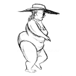 Dibujo para colorear Dibujo De Gorda Culona En Calzoneta Con Sombrero Para Pintar Y Colorear