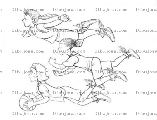 Dibujo para colorear Dibujo De Chicas Voladoras Basquetbolistas Para Pintar Y Colorear
