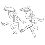 Dibujo para colorear Dibujo De Dos Meseros Para Pintar Y Colorear Mesero Con Un Cerdito Y Otro Mesero Con Un Pavo
