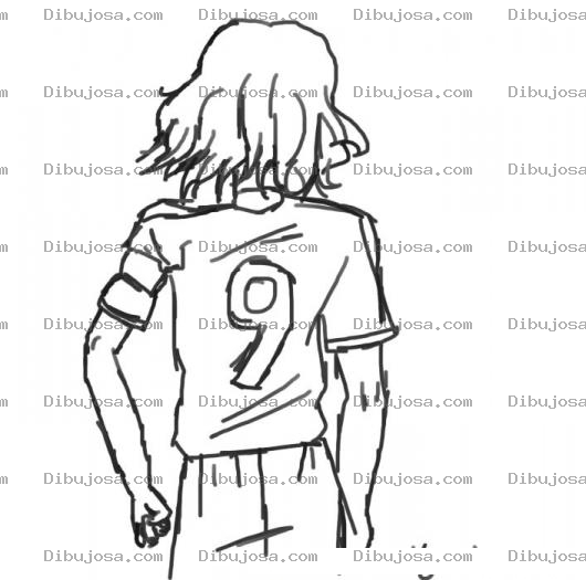 Dibujo para colorear Dibujo De Jugador De Futbol Con La Camisola Numero 9 Para Pintar Y Colorear