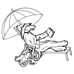 Dibujo para colorear Dibujo De Perro Y Gato Descansando En La Playa Para Pintar Y Colorear