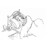 Dibujo para colorear Dibujo De Mujer Apagando El Reloj Despertador Para Pintar Y Colorear