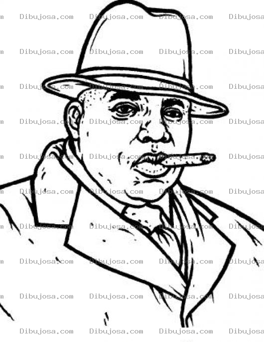 Dibujo para colorear Dibujo De Detective Fumando Un Puro Para Pintar Y Colorear