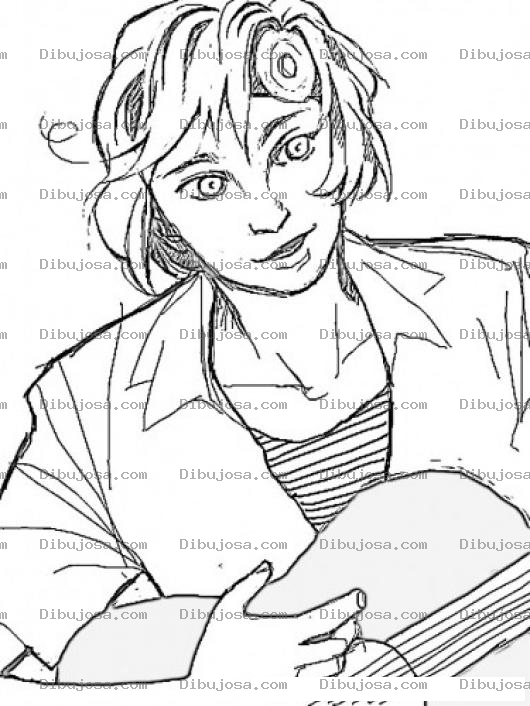Dibujo para colorear Dibujo De Chico Rubio Tocando La Guitarra Para Pintar Y Colorear