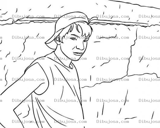 Dibujo para colorear Dibujo De Muchacho Humilde Con Gorra Para Pintar Y Colorear Chico De Barrio Patojo De Aldea Frente A Una Pared De Adobe