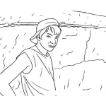 Dibujo para colorear Dibujo De Muchacho Humilde Con Gorra Para Pintar Y Colorear Chico De Barrio Patojo De Aldea Frente A Una Pared De Adobe