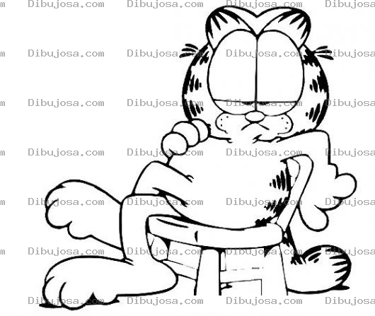 Dibujo para colorear Dibujo De Garfield Cool Sentado En Una Silla Relajado Y De Pierna Cruzada Para Pintar Y Colorear